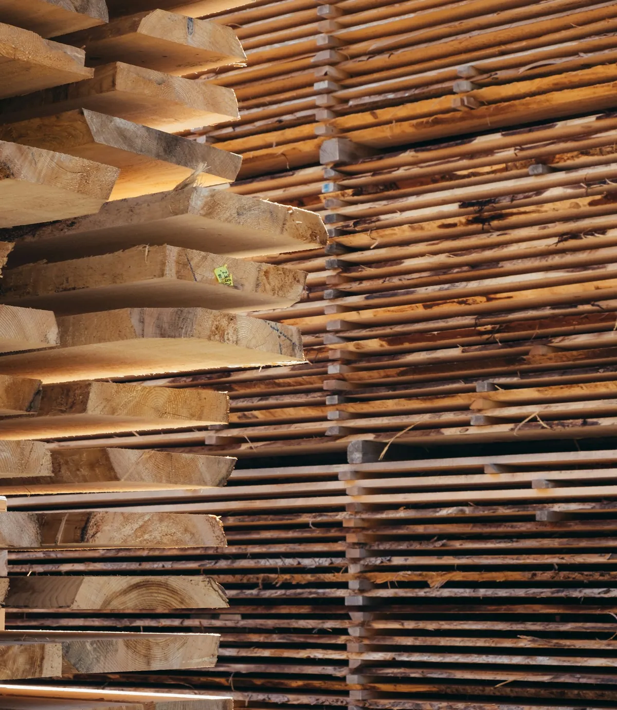 Sawn timber stacked in a yard